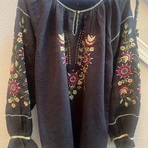 J Peterman cotton and linen top